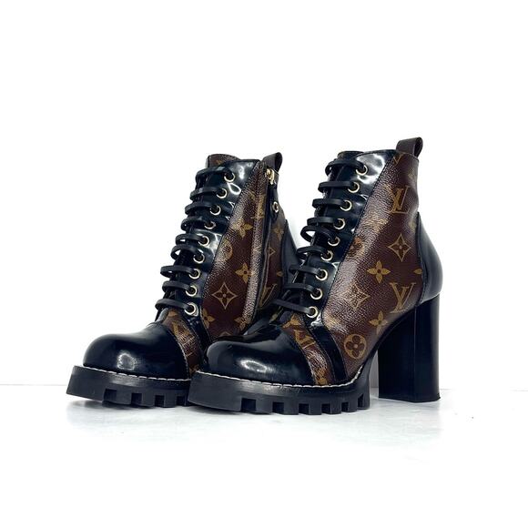Louis Vuitton Star Trail LV Monogram Black Leather Platform Booties 36 - Picture 1 of 9